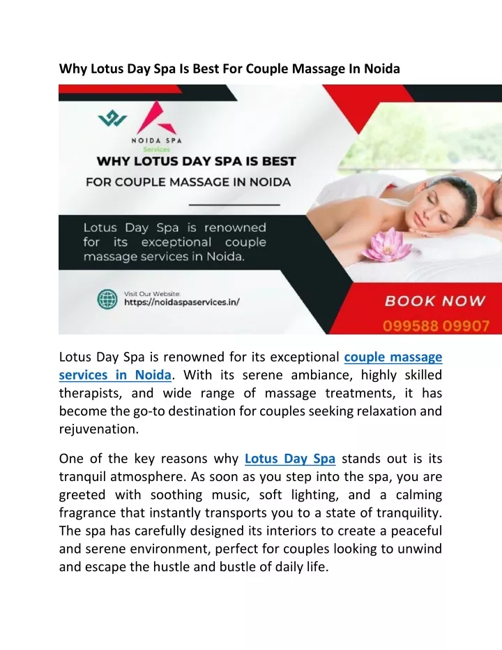why lotus day spa is best for couple massage
