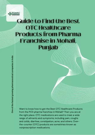 Guide to Find the Best OTC Healthcare Products from Pharma Franchise in Mohali, Punjab