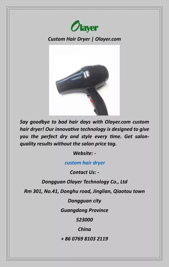 custom hair dryer olayer com