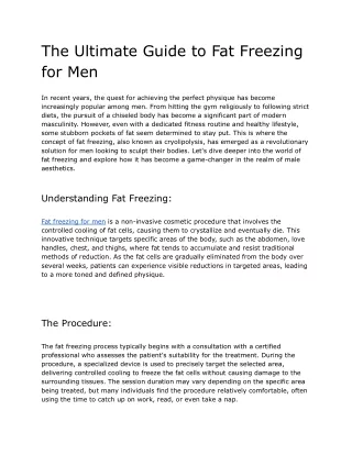 The Ultimate Guide to Fat Freezing for Men - Contour Medspa