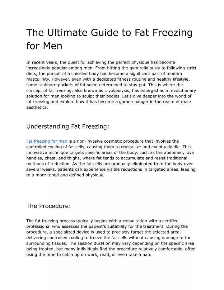 the ultimate guide to fat freezing for men