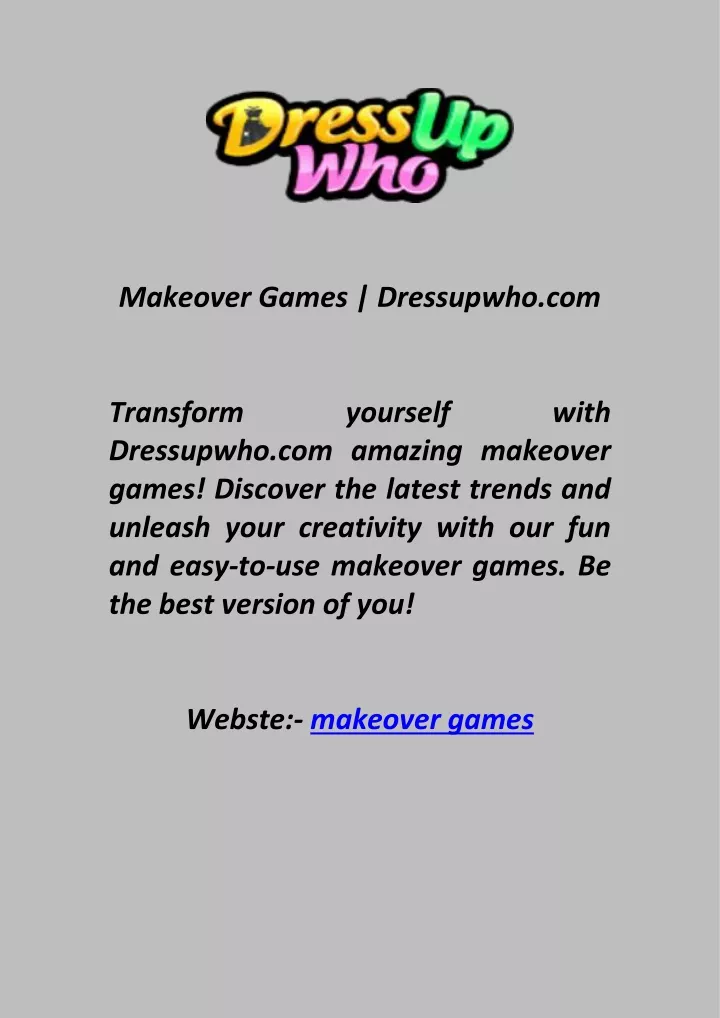 makeover games dressupwho com