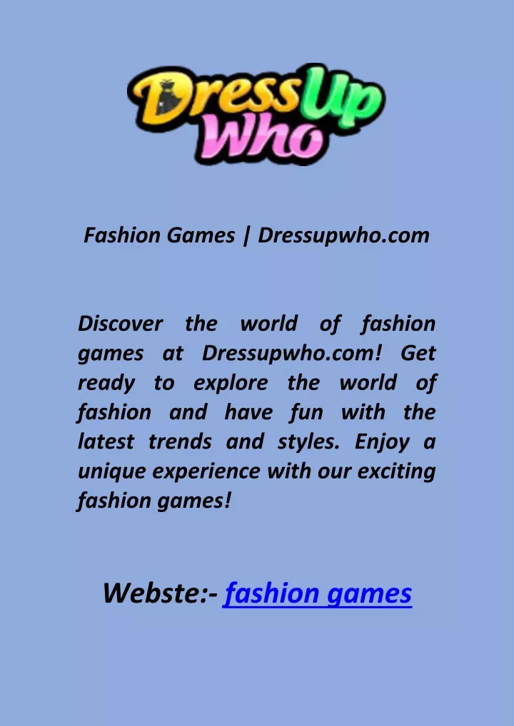 fashion games dressupwho com