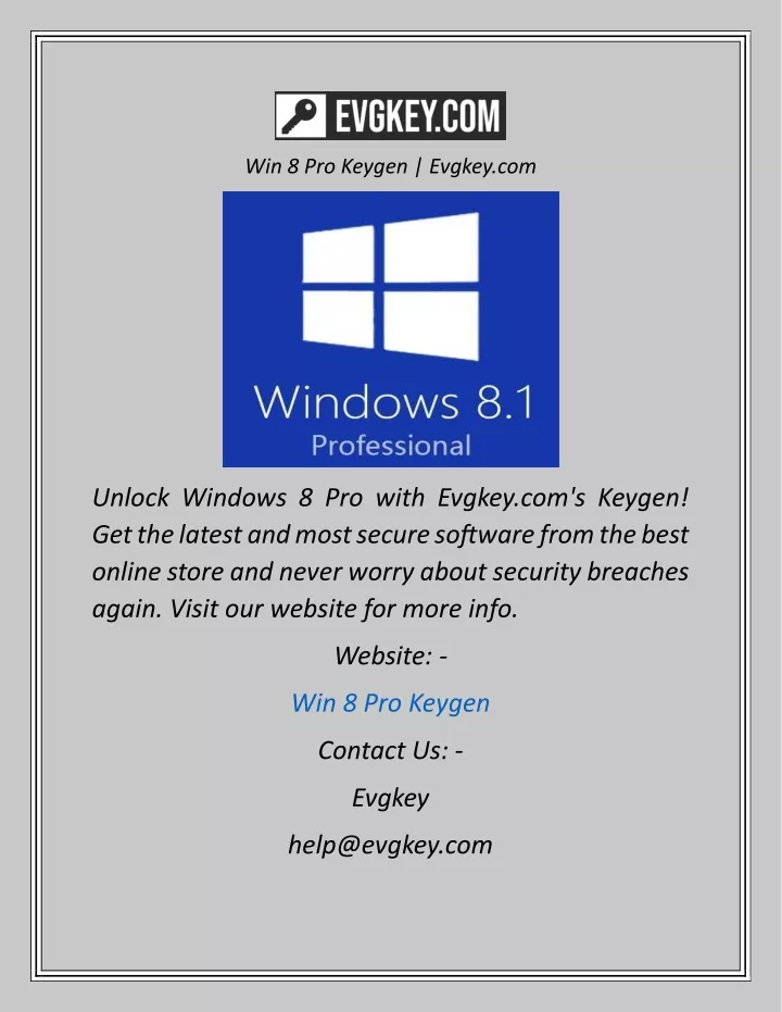 win 8 pro keygen evgkey com