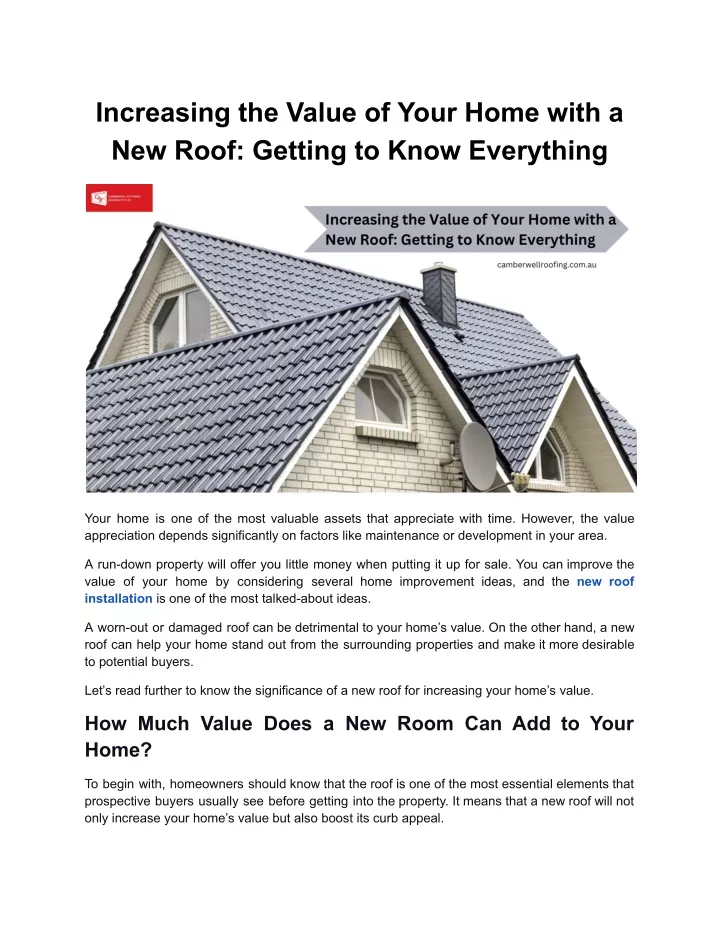 increasing the value of your home with a new roof