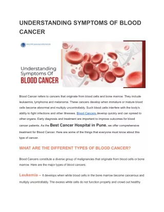 UNDERSTANDING SYMPTOMS OF BLOOD CANCER