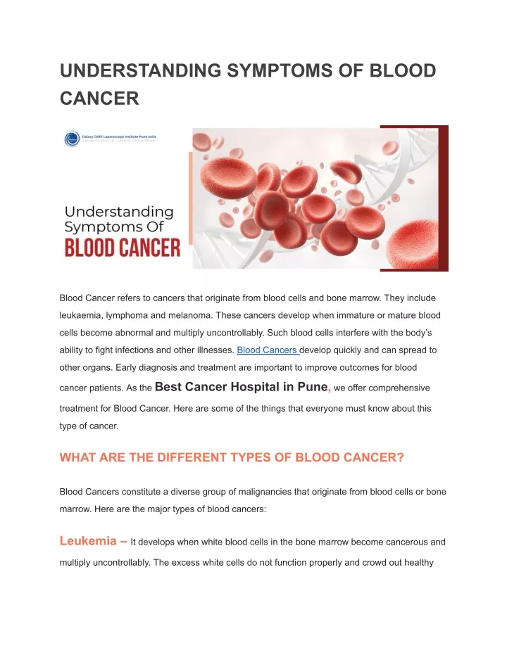 understanding symptoms of blood cancer