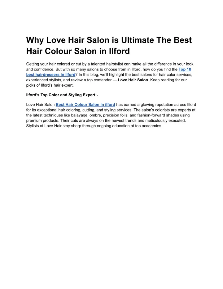 why love hair salon is ultimate the best hair