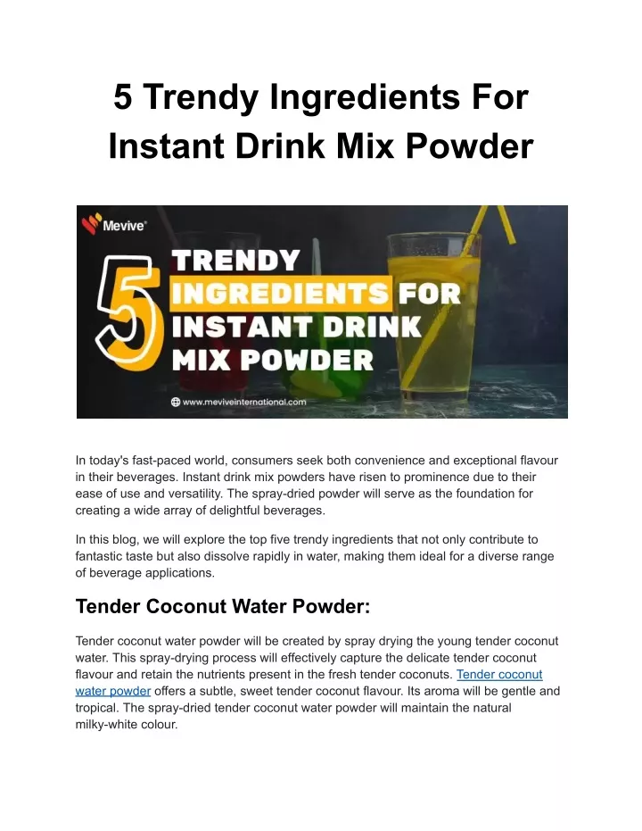 5 trendy ingredients for instant drink mix powder