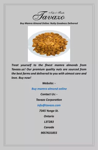 Buy Mamra Almond Online Nutty Goodness Delivered