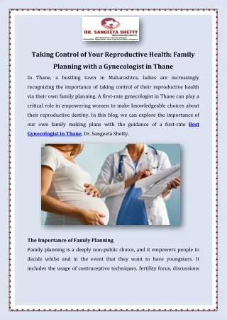 Taking Control of Your Reproductive Health Family Planning with a Gynecologist in Thane