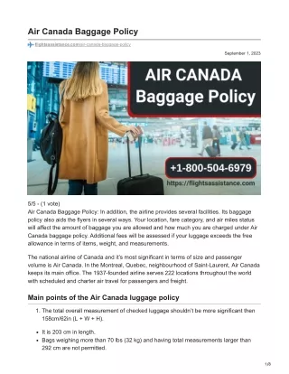 Air Canada Baggage Policy