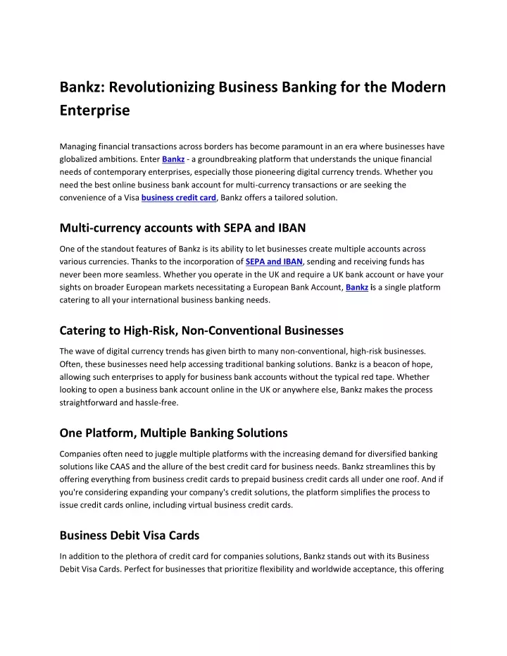 bankz revolutionizing business banking
