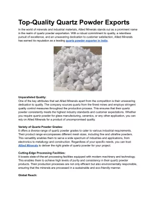 Top-Quality Quartz Powder Exports