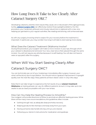 2023 - How Long Does It Take to See Clearly After Cataract Surgery OKC