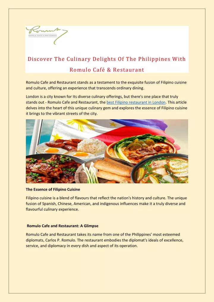 discover the culinary delights of the philippines