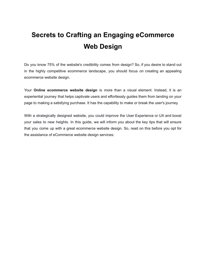 secrets to crafting an engaging ecommerce