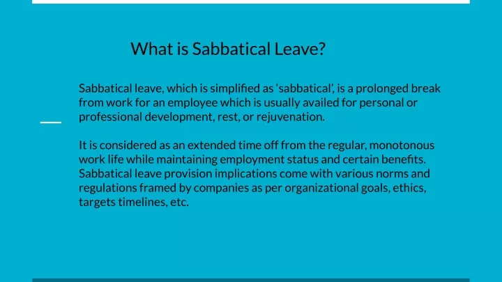 what is sabbatical leave