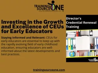 Investing in the Growth and Excellence of CEUs for Early Educators