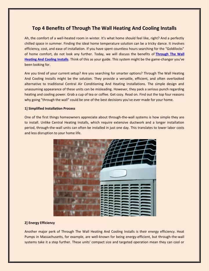 top 4 benefits of through the wall heating