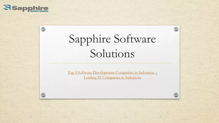 sapphire software solutions