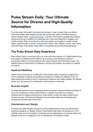 Pulse Stream Daily_ Your Ultimate Source for Diverse and High-Quality Information