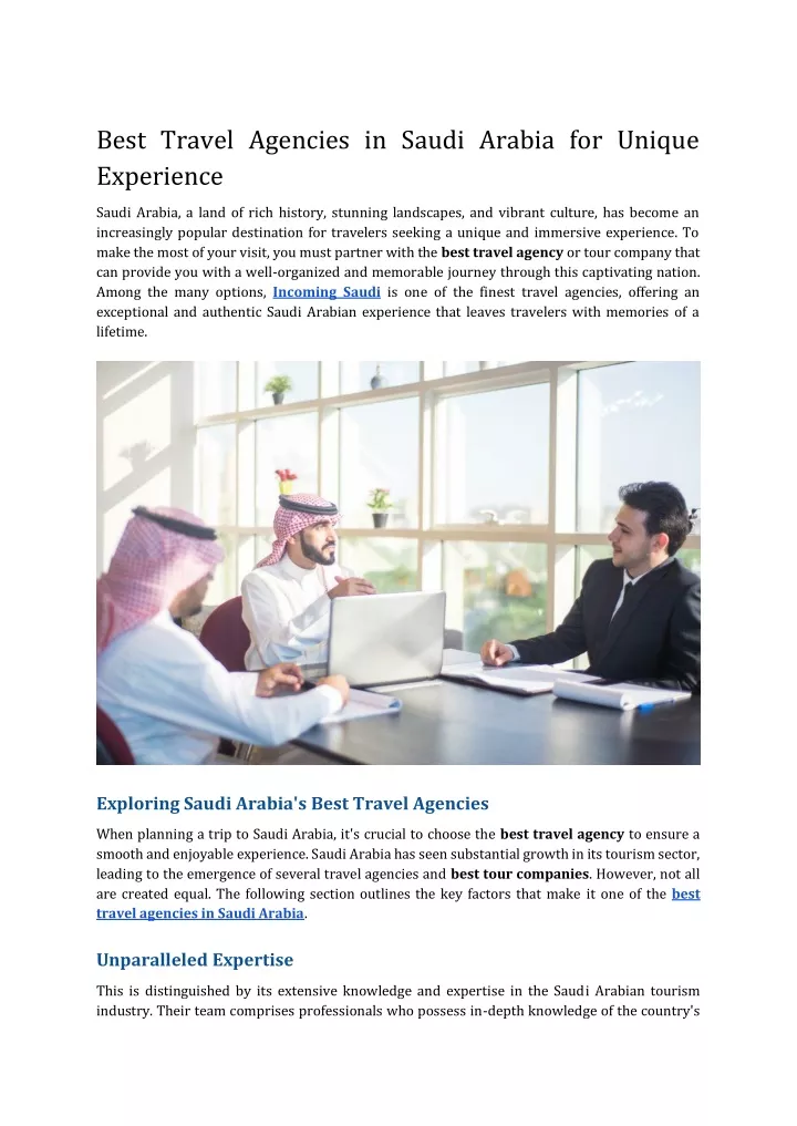 best travel agencies in saudi arabia for unique