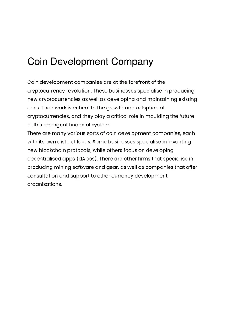 coin development company