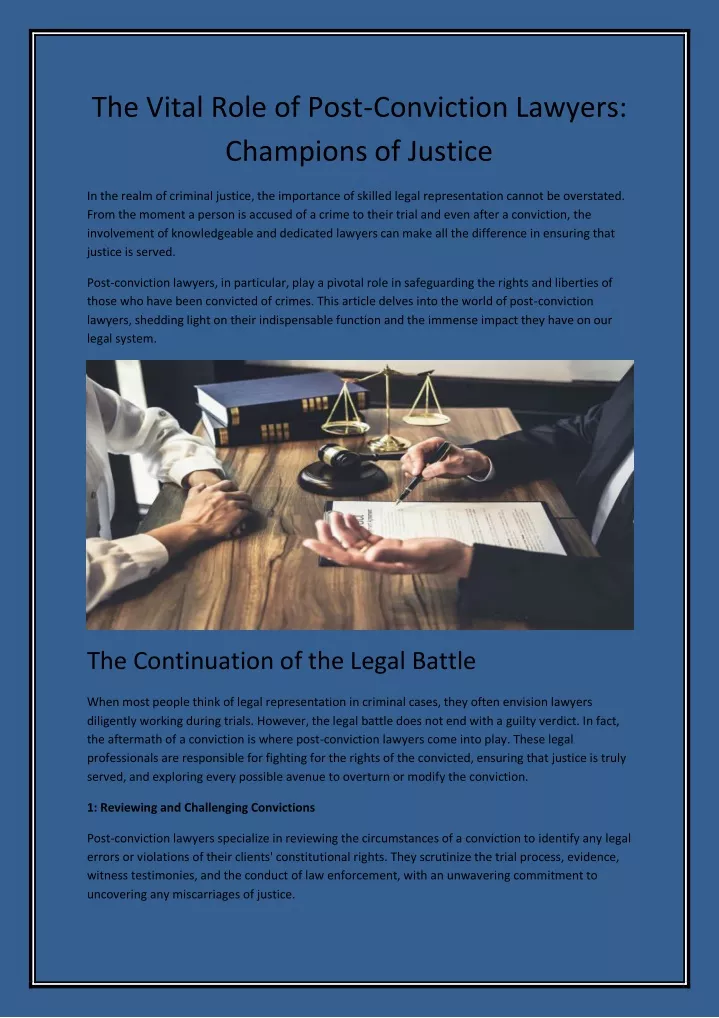 the vital role of post conviction lawyers