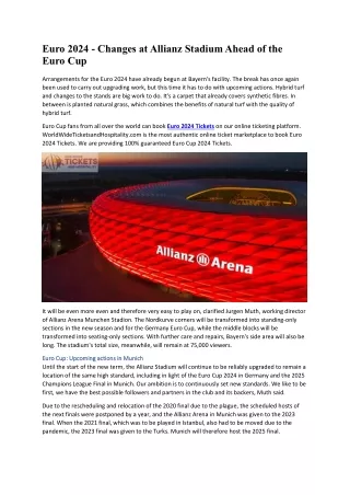 Euro 2024 - Changes at Allianz Stadium Ahead of the Euro Cup