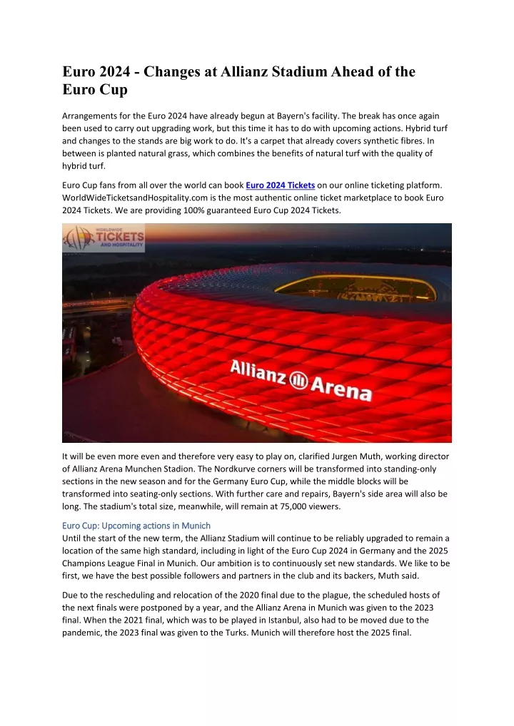 euro 2024 changes at allianz stadium ahead