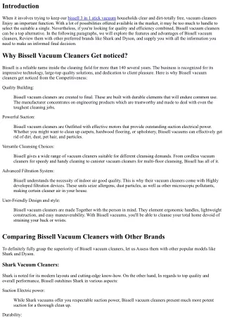 Bissell Vacuum Cleaners: High quality and Overall performance Merged