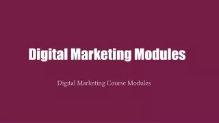 Modules in Digital Marketing