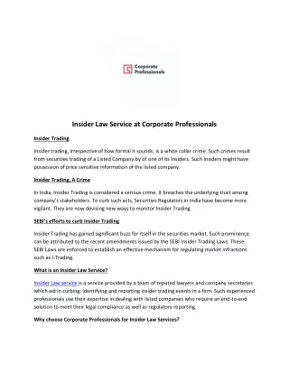 Insider Law Service at Corporate  Professionals