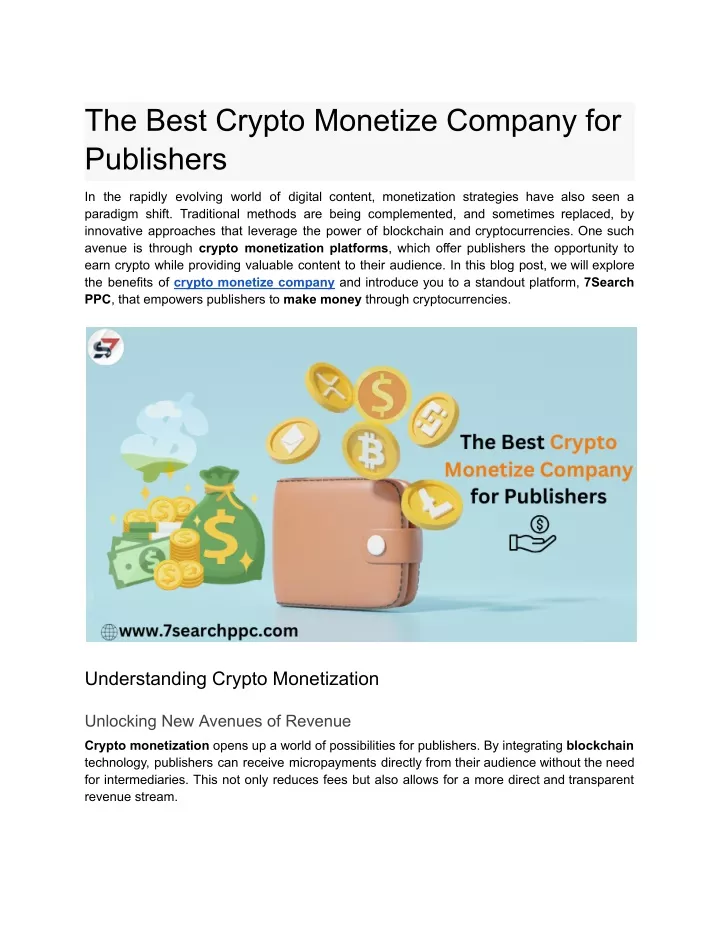 the best crypto monetize company for publishers