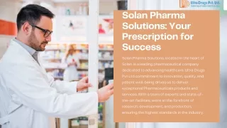 Solan Pharma Solutions: Your Prescription for Success