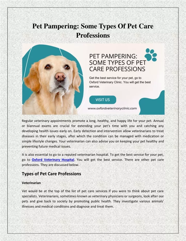 pet pampering some types of pet care professions
