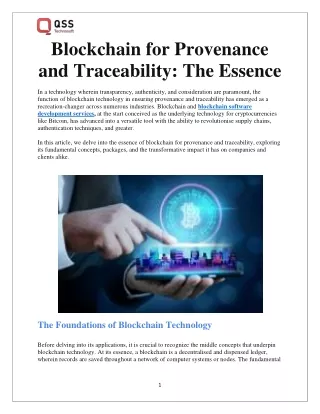 Blockchain for Provenance and Traceability : The Essence