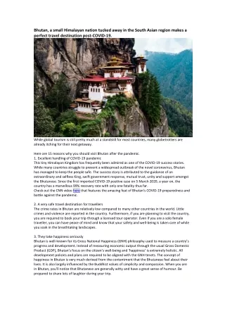 15 reasons why Bhutan should be in your travel bucket list post-COVID-19