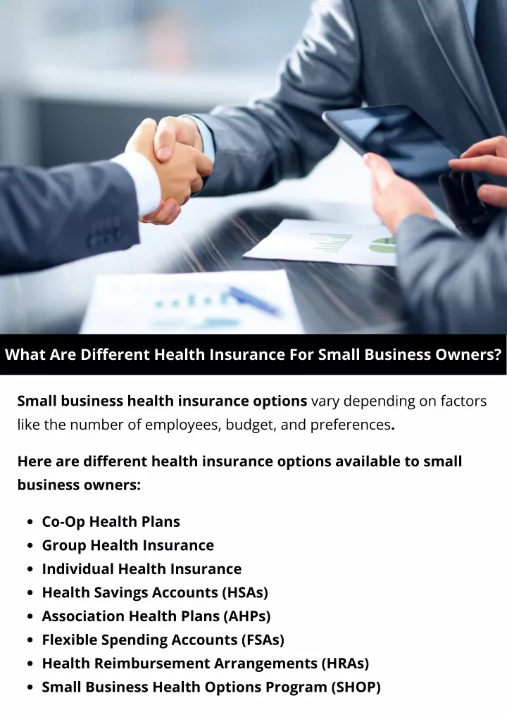 what are different health insurance for small