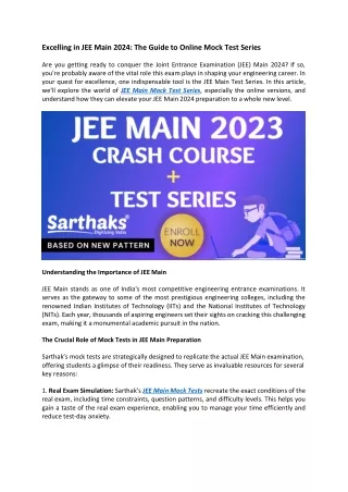 Excelling in JEE Main 2024
