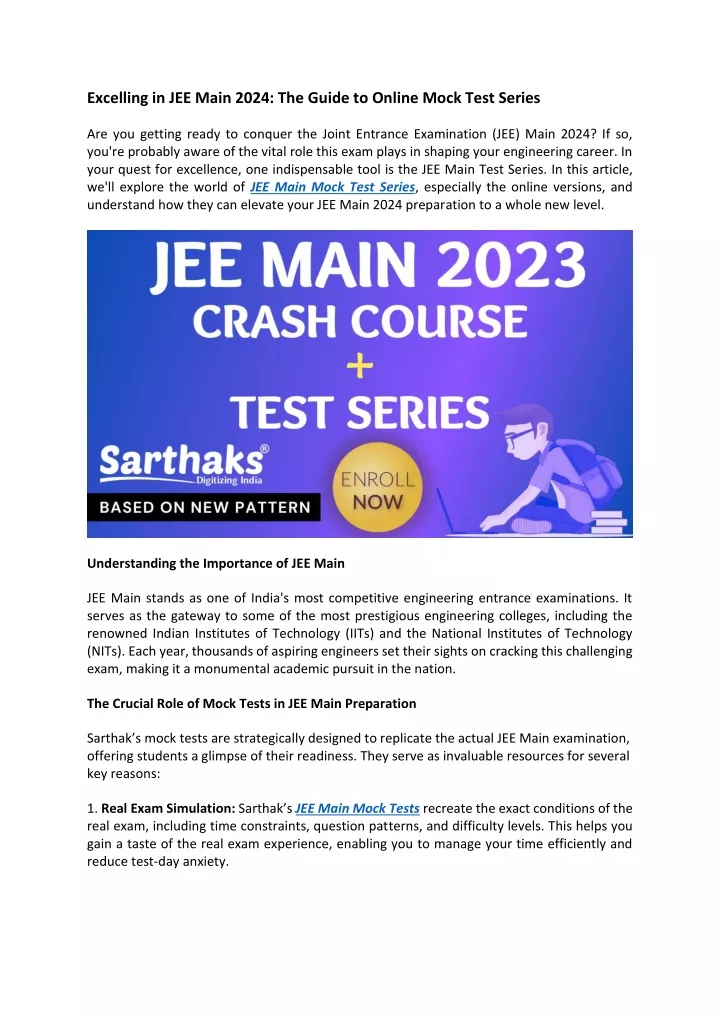 excelling in jee main 2024 the guide to online