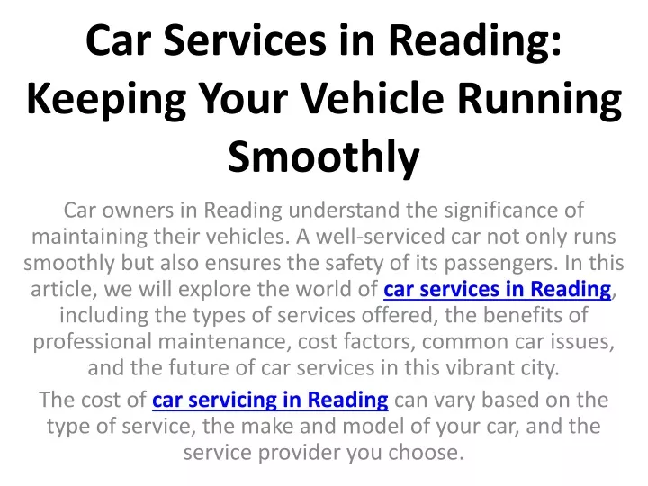 car services in reading keeping your vehicle running smoothly