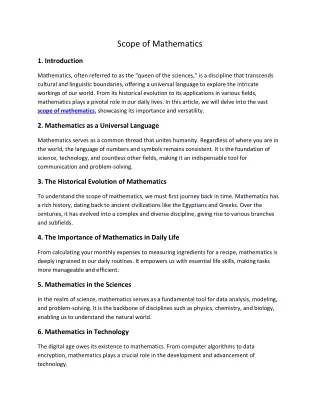 Scope of Mathematics