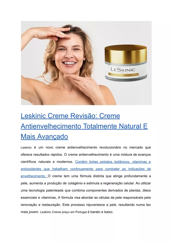 leskinic creme revis o creme antienvelhecimento