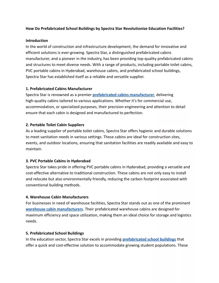 how do prefabricated school buildings by spectra