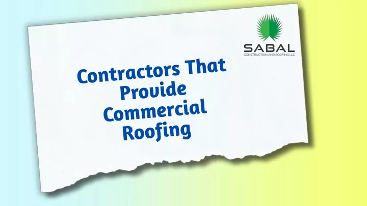 contractors that provide commercial roofing