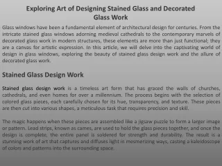 Exploring Art of Designing Stained Glass and Decorated Glass Work