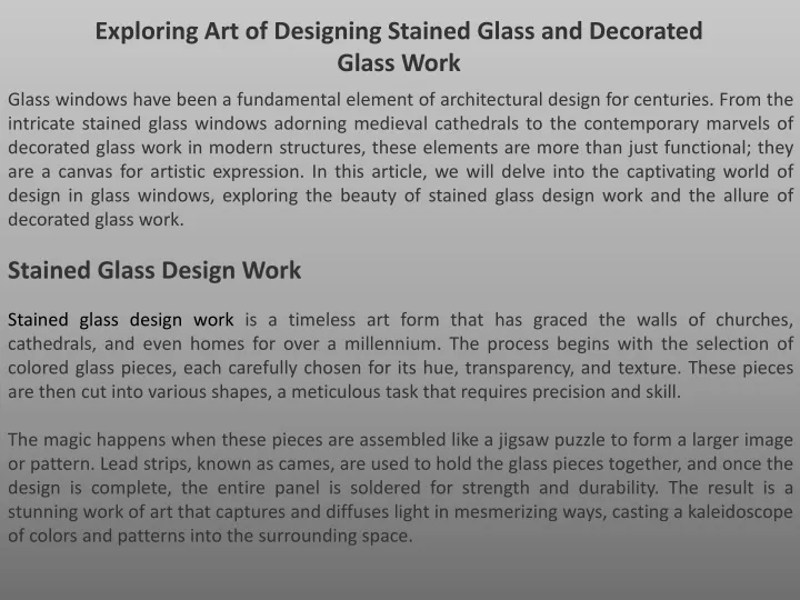 exploring art of designing stained glass