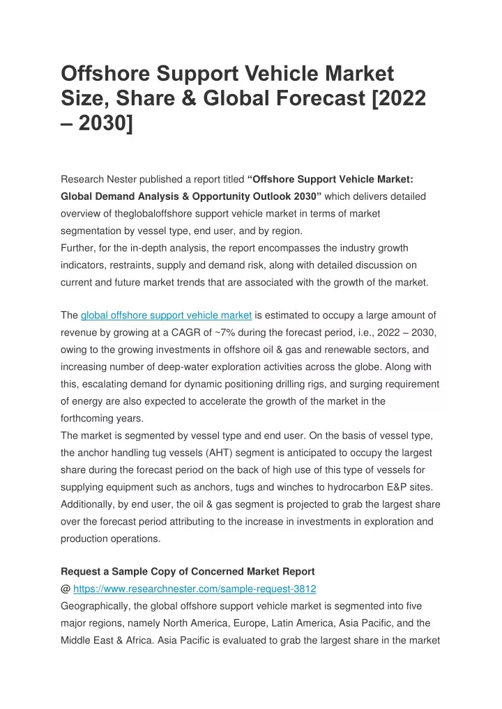 offshore support vehicle market size share global